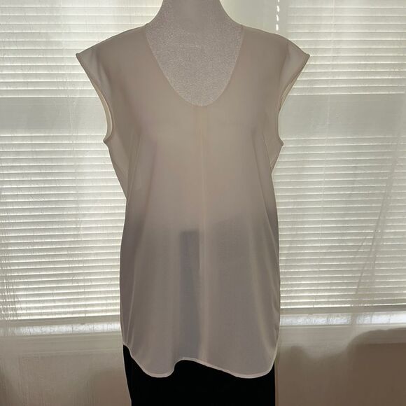 J. Crew Factory Tops - J. Crew 4 Ivory Scoop Neck Sheer Sleeveless Blouse Shell